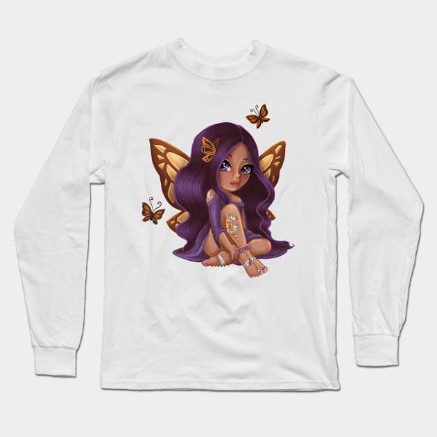 Bejeweled Butterfly Fairy Caramel Long Sleeve T-Shirt by thewickedmrshicks